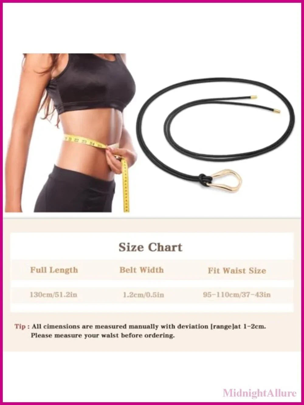 PU Leather Knotted Thin Belt with Gold Buckle for Dresses